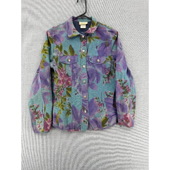 Barbara Lesser Jackets & Blazers - Vintage Barbara Lesser Fibers Floral Jacket Womens M Y2K Metal Buttons USA Made
